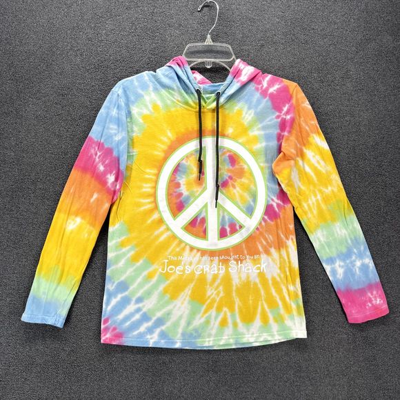 Peace love carbs Hoodie Womens Small Tie Dye yellow pink long sleeve Sweatshirt - Picture 1 of 14